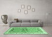 Machine Washable Geometric Emerald Green Traditional Area Rugs in a Living Room,, wshabs3259emgrn