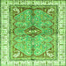 Square Machine Washable Geometric Green Traditional Area Rugs, wshabs3259grn