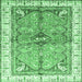 Square Machine Washable Geometric Emerald Green Traditional Area Rugs, wshabs3259emgrn
