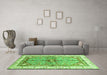 Machine Washable Geometric Green Traditional Area Rugs in a Living Room,, wshabs3259grn