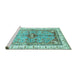 Sideview of Machine Washable Geometric Turquoise Traditional Area Rugs, wshabs3259turq