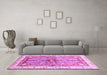 Machine Washable Geometric Pink Traditional Rug in a Living Room, wshabs3259pnk