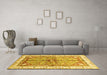 Machine Washable Geometric Yellow Traditional Rug in a Living Room, wshabs3259yw