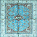 Square Machine Washable Geometric Light Blue Traditional Rug, wshabs3259lblu