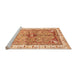 Sideview of Machine Washable Geometric Orange Traditional Area Rugs, wshabs3259org