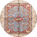 Round Abstract Desert Sand Beige Geometric Rug, abs3259