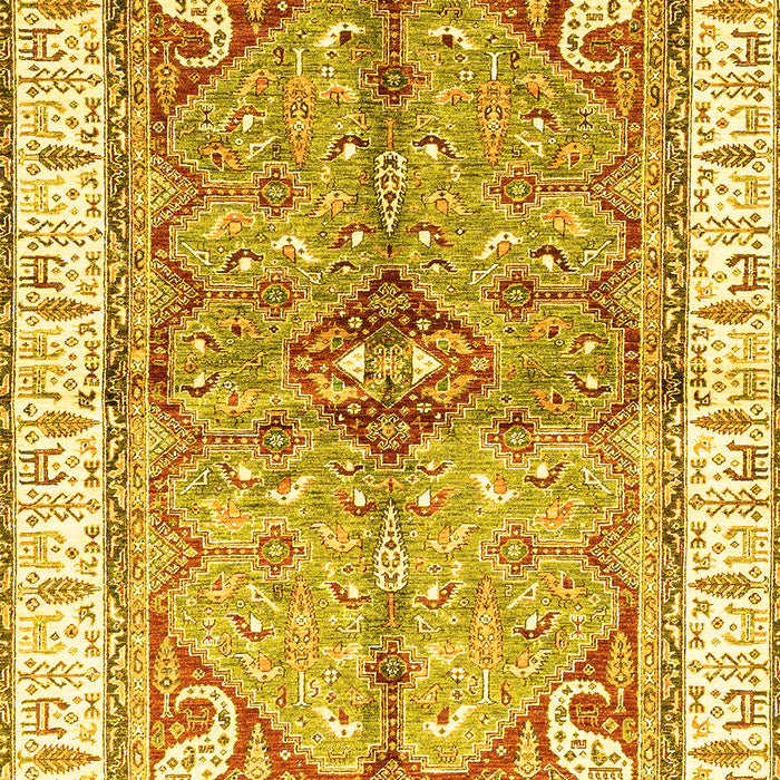 Machine Washable Geometric Yellow Traditional Rug, wshabs3259yw