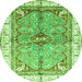 Round Geometric Green Traditional Rug, abs3259grn