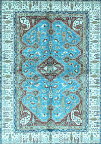 Geometric Light Blue Traditional Rug, abs3259lblu