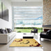 Square Abstract Cinnamon Brown Modern Rug in a Living Room, abs325