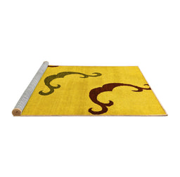 Sideview of Machine Washable Abstract Yellow Modern Rug, wshabs325yw