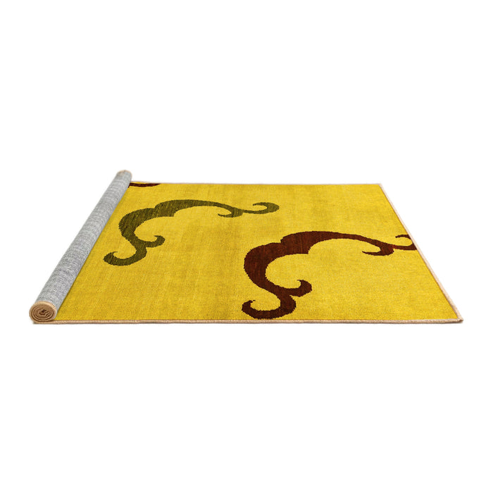 Sideview of Machine Washable Abstract Yellow Modern Rug, wshabs325yw
