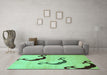 Machine Washable Abstract Turquoise Modern Area Rugs in a Living Room,, wshabs325turq