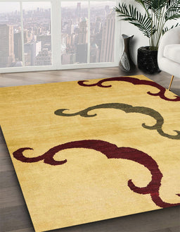 Abstract Cinnamon Brown Modern Rug in Family Room, abs325