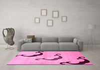 Machine Washable Abstract Pink Modern Rug, wshabs325pnk