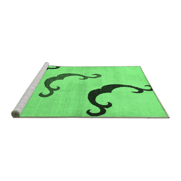 Sideview of Machine Washable Abstract Emerald Green Modern Area Rugs, wshabs325emgrn