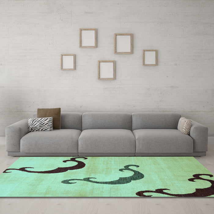 Machine Washable Abstract Light Blue Modern Rug in a Living Room, wshabs325lblu