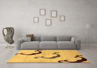 Machine Washable Abstract Brown Modern Rug, wshabs325brn