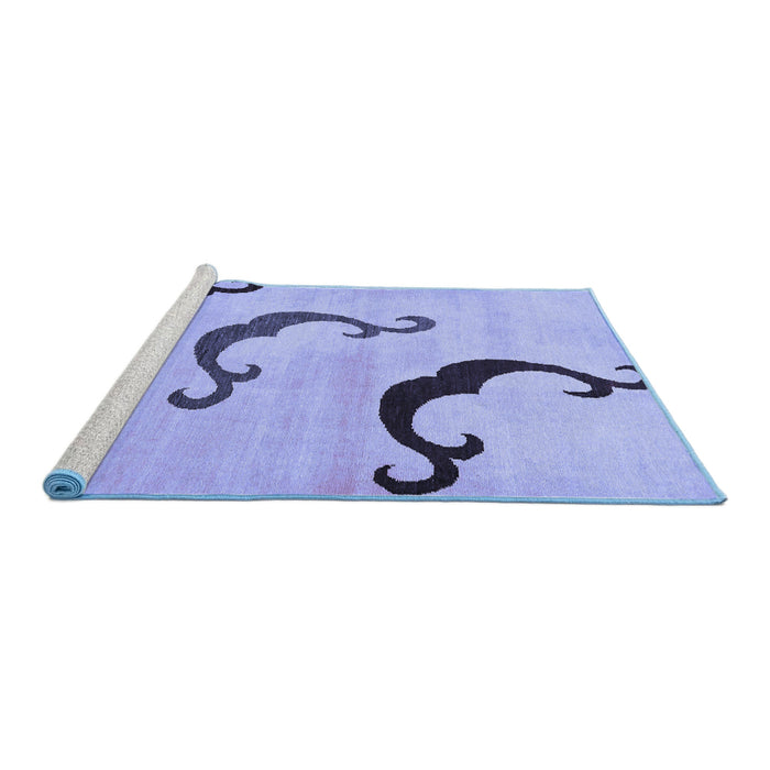 Sideview of Machine Washable Abstract Blue Modern Rug, wshabs325blu