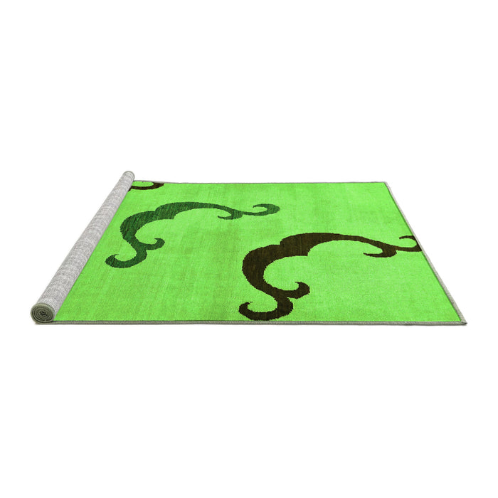 Sideview of Machine Washable Abstract Green Modern Area Rugs, wshabs325grn