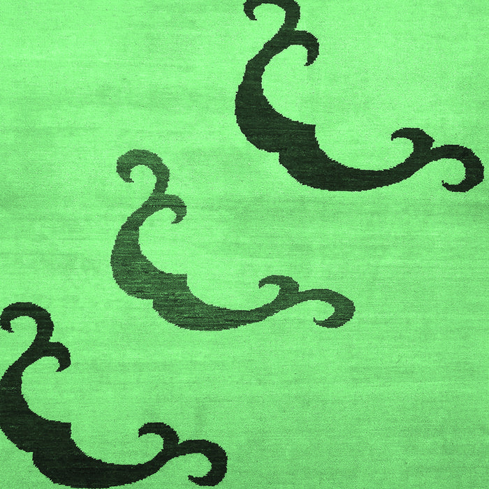 Square Machine Washable Abstract Emerald Green Modern Area Rugs, wshabs325emgrn