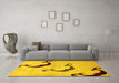 Machine Washable Abstract Yellow Modern Rug in a Living Room, wshabs325yw