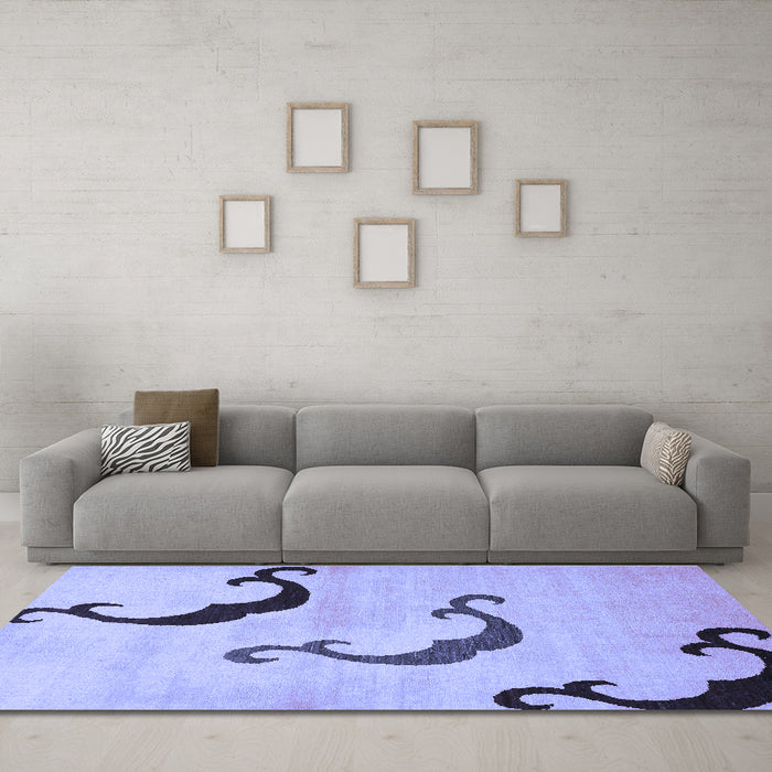 Machine Washable Abstract Blue Modern Rug in a Living Room, wshabs325blu