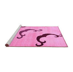 Sideview of Machine Washable Abstract Pink Modern Rug, wshabs325pnk