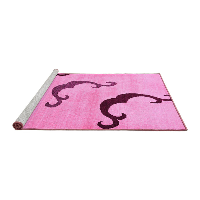 Sideview of Machine Washable Abstract Pink Modern Rug, wshabs325pnk