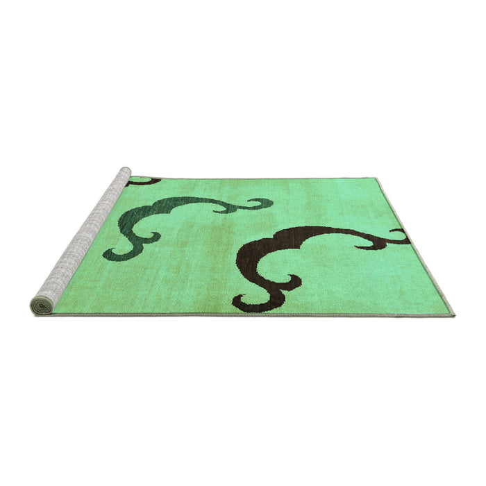 Sideview of Machine Washable Abstract Turquoise Modern Area Rugs, wshabs325turq