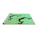 Sideview of Machine Washable Abstract Turquoise Modern Area Rugs, wshabs325turq