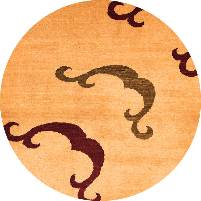 Round Abstract Orange Modern Rug, abs325org