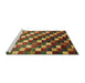 Sideview of Machine Washable Abstract Saffron Red Rug, wshabs326
