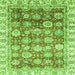 Square Machine Washable Oriental Green Traditional Area Rugs, wshabs3260grn