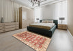 Abstract Pastel Orange Oriental Rug in a Bedroom, abs3260