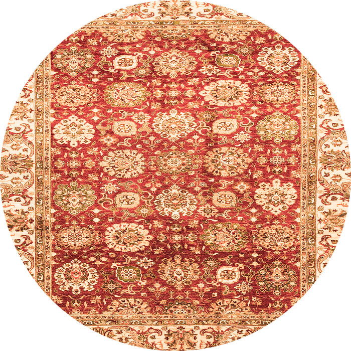 Round Oriental Orange Traditional Rug, abs3260org