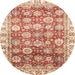 Round Machine Washable Abstract Pastel Orange Rug, wshabs3260