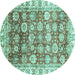 Round Oriental Turquoise Traditional Rug, abs3260turq