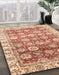 Abstract Pastel Orange Oriental Rug in Family Room, abs3260