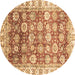 Round Machine Washable Oriental Brown Traditional Rug, wshabs3260brn