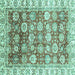 Square Machine Washable Oriental Turquoise Traditional Area Rugs, wshabs3260turq