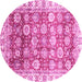 Round Oriental Pink Traditional Rug, abs3260pnk