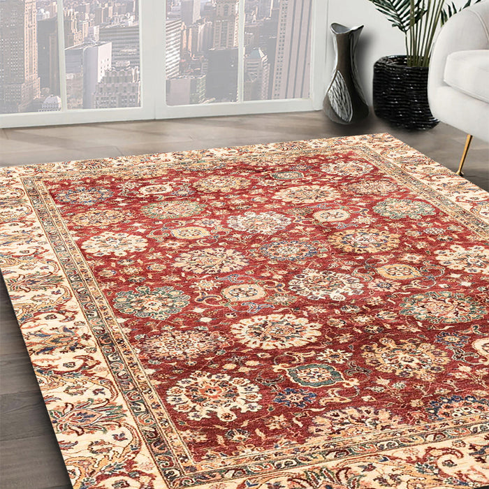 Machine Washable Abstract Pastel Orange Rug in a Family Room, wshabs3260