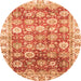 Round Machine Washable Oriental Orange Traditional Area Rugs, wshabs3260org