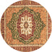 Round Persian Brown Traditional Rug, abs3261brn