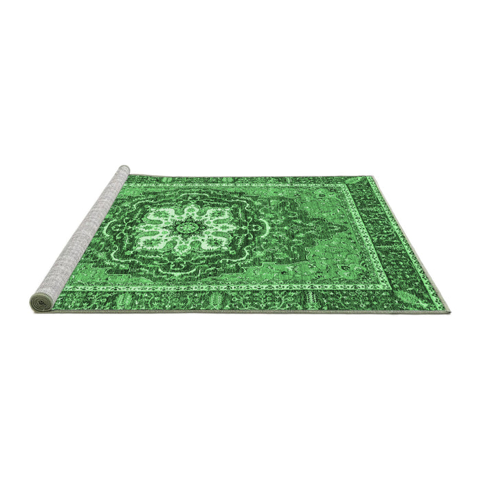 Sideview of Machine Washable Persian Emerald Green Traditional Area Rugs, wshabs3261emgrn