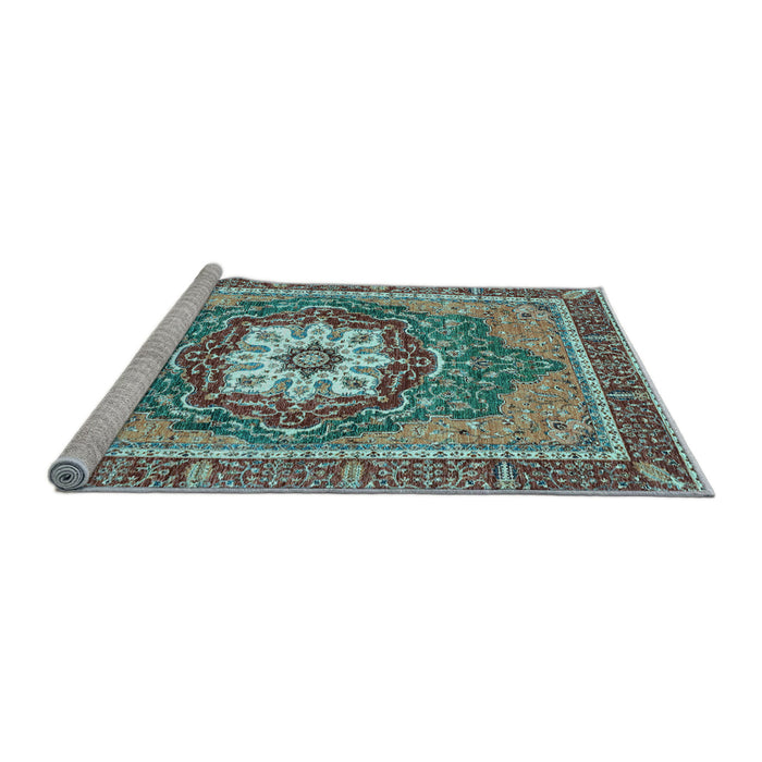 Sideview of Machine Washable Persian Light Blue Traditional Rug, wshabs3261lblu