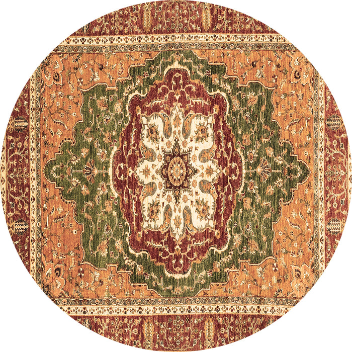 Round Machine Washable Persian Brown Traditional Rug, wshabs3261brn