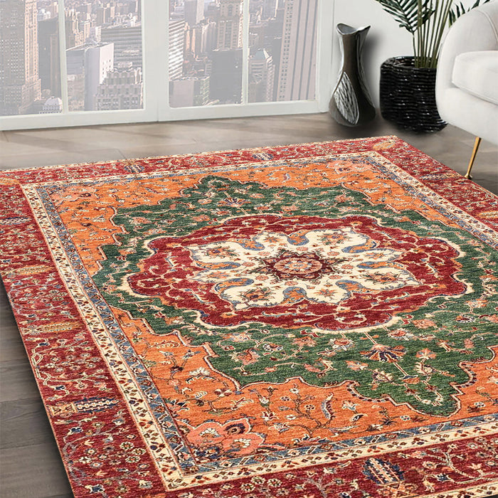 Machine Washable Abstract Brown Sugar Brown Rug in a Family Room, wshabs3261