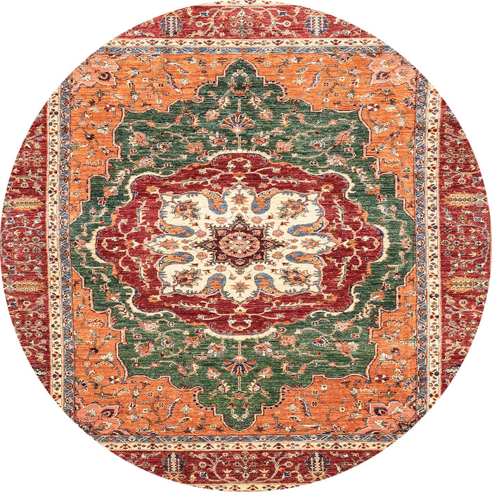Round Machine Washable Abstract Brown Sugar Brown Rug, wshabs3261